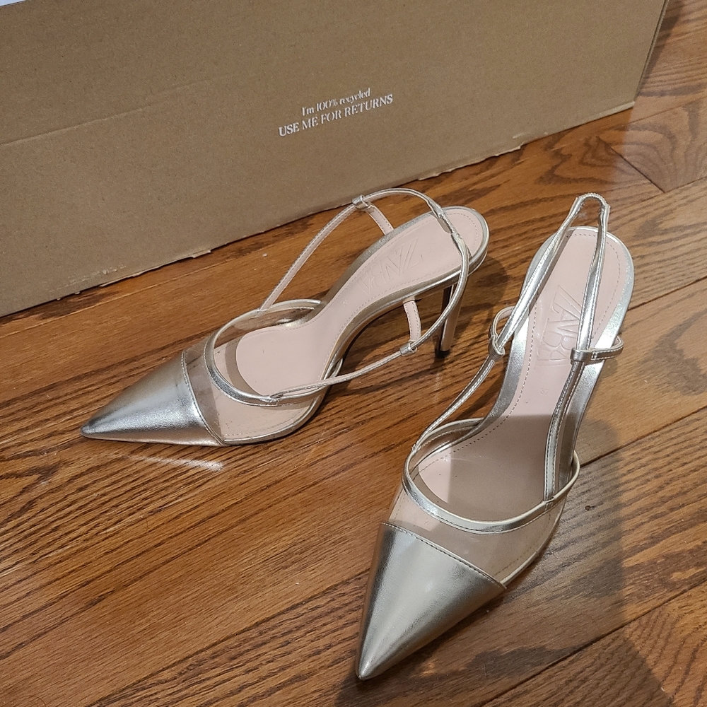 Zara light gold slingbacks size 37